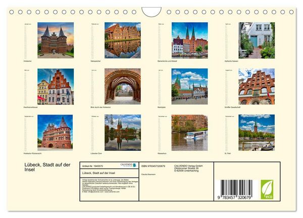 Produktbild: L&uuml;beck, Stadt auf der Insel (Wandkalender 2026 DIN A4 quer), CALVENDO Monatskalender
