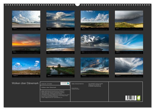 Produktbild: Wolken &uuml;ber D&auml;nemark (Wandkalender 2026 DIN A2 quer), CALVENDO Monatskalender