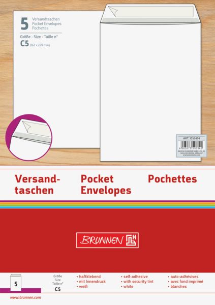 Produktbild: Brunnen Versandtasche C5 wei&szlig; 5 St&uuml;ck