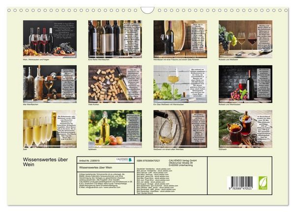 Produktbild: Wissenswertes &uuml;ber Wein (Wandkalender 2027 DIN A3 quer), CALVENDO Monatskalender
