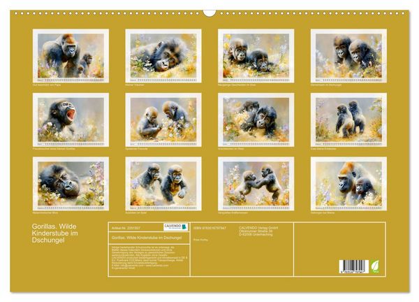Produktbild: Gorillas. Wilde Kinderstube im Dschungel (Wandkalender 2027 DIN A2 quer), CALVENDO Monatskalender