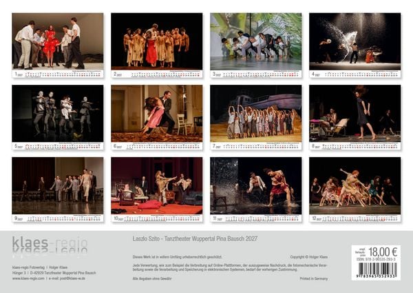 Produktbild: Tanztheater Wuppertal Pina Bausch 2027 Bildkalender A3 Spiralbindung
