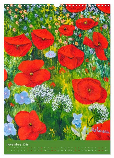 Produktbild: Coquelicots en peinture (Calendrier mural 2026 DIN A3 horizontal), CALVENDO calendrier mensuel