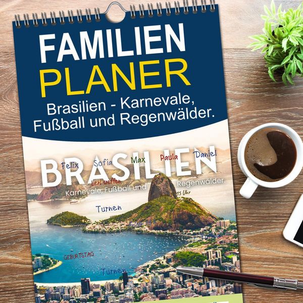 Produktbild: Familienplaner 2026 - Brasilien - Karnevale, Fu&szlig;ball und Regenw&auml;lder. mit 5 Spalten (Wandkalender, 21 x 45 cm) CALVENDO