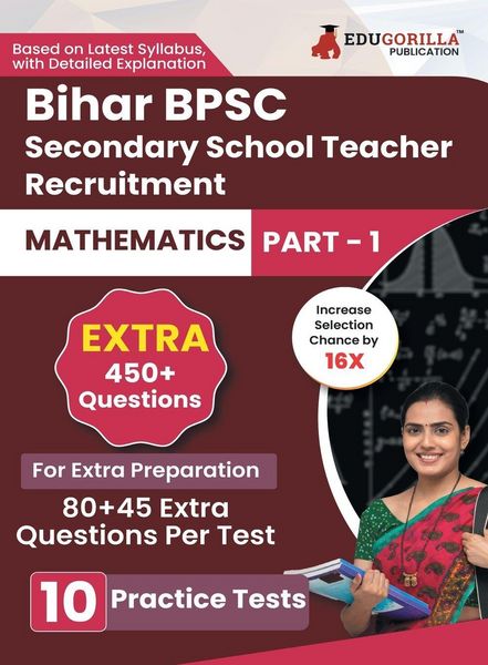 Produktbild: Bihar Secondary School Teacher Mathematics Book 2023 (Part I) Conducted by BPSC - 10 Practice Mock Tests (1200+ Solved Questions) with Free Access to