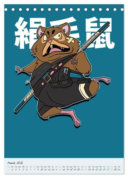 Produktbild: Dangerous Animal Samurai (Desk Calendar 2026 DIN A5 portrait), CALVENDO 12 Month DeskCalendar