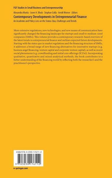 Produktbild: Contemporary Developments in Entrepreneurial Finance
