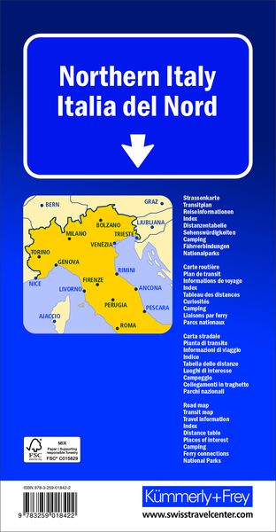 Produktbild: K&uuml;mmerly+Frey Strassenkarte Italien Nord 1:650.000