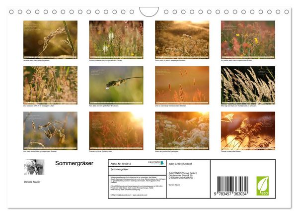 Produktbild: Sommergr&auml;ser (Wandkalender 2026 DIN A4 quer), CALVENDO Monatskalender