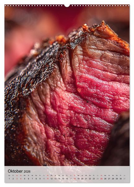Produktbild: Saftiges Fleisch - Steaks f&uuml;r Genie&szlig;er und Fleischliebhaber (hochwertiger Premium Wandkalender 2026 DIN A2 hoch), Kunstdruck in Hochglanz