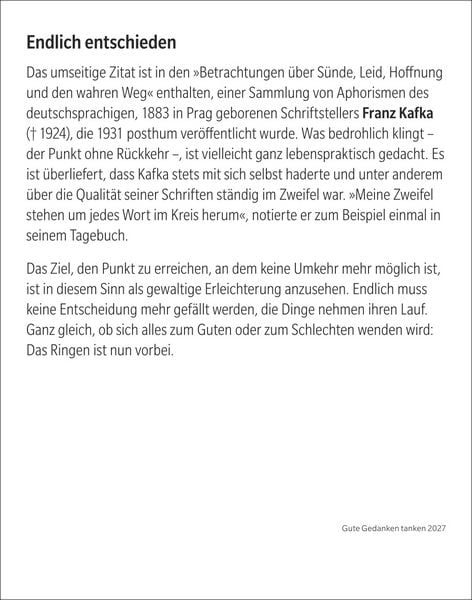 Produktbild: Gute Gedanken tanken Tagesabrei&szlig;kalender 2027 - Denkanst&ouml;&szlig;e f&uuml;r das ganze Jahr