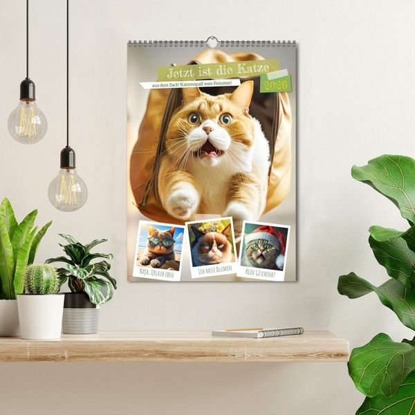 Produktbild: Jetzt ist die Katze aus dem Sack! Katzenspa&szlig; vom Feinsten! (Wandkalender 2026 DIN A3 hoch), CALVENDO Monatskalender