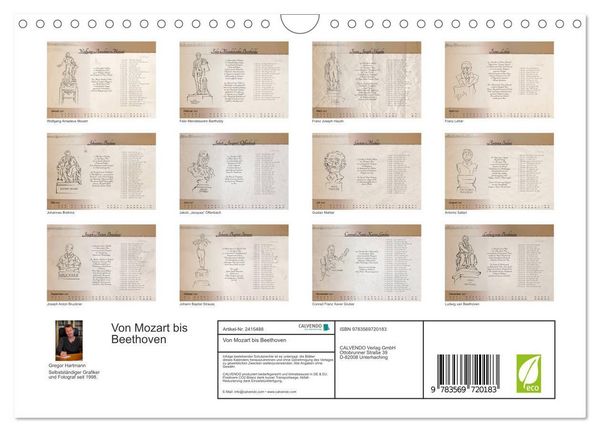 Produktbild: Von Mozart bis Beethoven (Wandkalender 2027 DIN A4 quer), CALVENDO Monatskalender