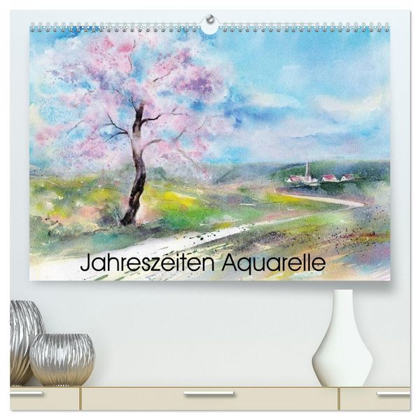 Produktbild: Jahreszeiten Aquarelle (hochwertiger Premium Wandkalender 2026 DIN A2 quer), Kunstdruck in Hochglanz
