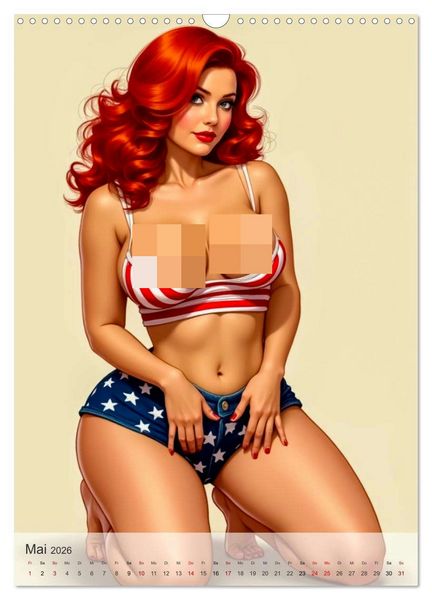 Produktbild: Pin-up Girls - Frech, Freiz&uuml;gig und Verf&uuml;hrerisch (Wandkalender 2026 DIN A3 hoch), CALVENDO Monatskalender