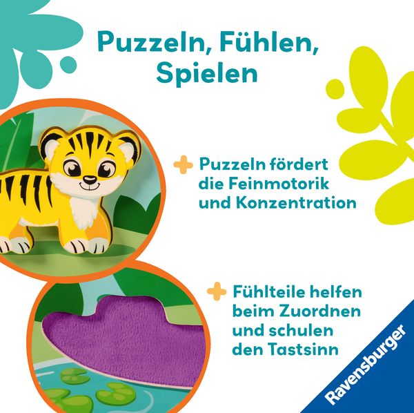 Produktbild: Play+ Magnetisches Holz-F&uuml;hl-Puzzle: Dschungel - ab 12 Monate