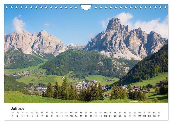 Produktbild: Wanderziele S&uuml;dtiroler Dolomiten - Region Gadertal und Buchenstein (Wandkalender 2026 DIN A4 quer), CALVENDO Monatskalender