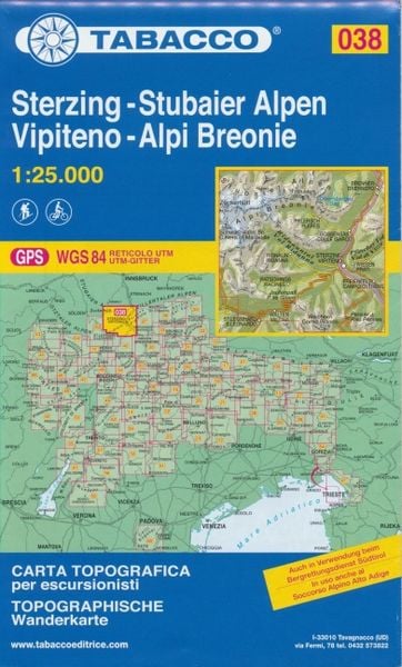 Produktbild: Tabacco Wandern 1 : 25 000 Sterzing Stubaier Alpen