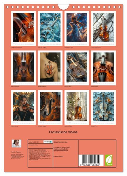 Produktbild: Fantastische Violine (Wandkalender 2026 DIN A4 hoch), CALVENDO Monatskalender