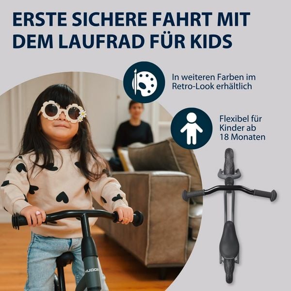 Produktbild: HUDORA 10923 - Laufrad Cruisy 10 shadow, für Kinder von 73-100 cm, Sitzhöhe: 24-31,5 cm