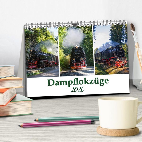 Produktbild: Schmalspurbahnen im Harz (Tischkalender 2026 DIN A5 quer), CALVENDO Monatskalender