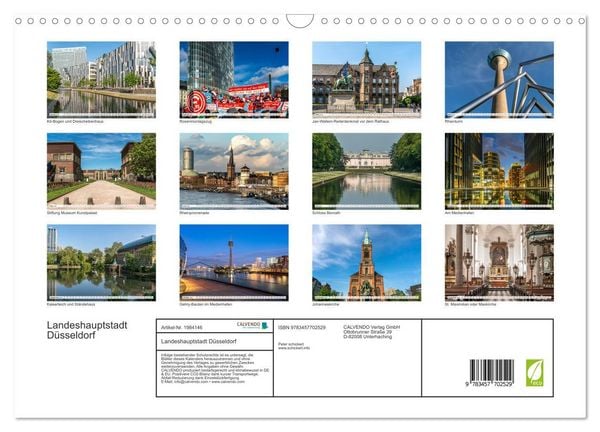 Produktbild: Landeshauptstadt D&uuml;sseldorf (Wandkalender 2026 DIN A3 quer), CALVENDO Monatskalender
