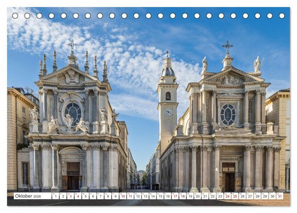 Produktbild: Turin - Zwischen Kaffeeh&auml;usern und K&ouml;nigsschl&ouml;ssern (Tischkalender 2026 DIN A5 quer), CALVENDO Monatskalender