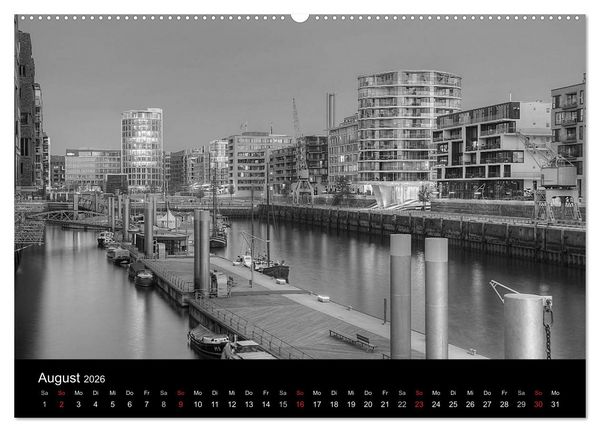 Produktbild: Hamburg monochrome Impressionen (Wandkalender 2026 DIN A2 quer), CALVENDO Monatskalender