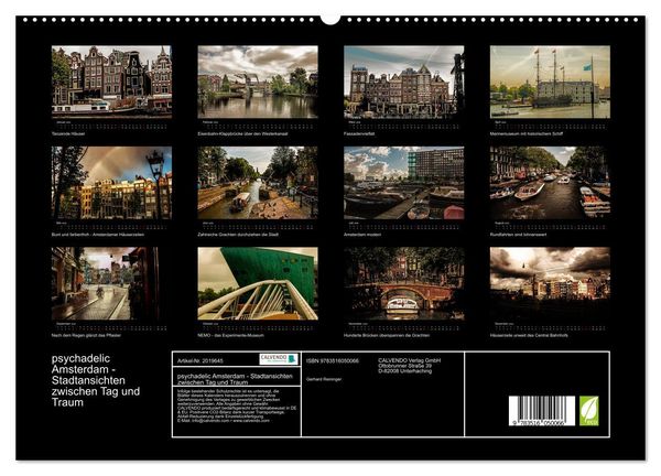Produktbild: psychadelic Amsterdam - Stadtansichten zwischen Tag und Traum (hochwertiger Premium Wandkalender 2026 DIN A2 quer), Kunstdruck in Hochglanz