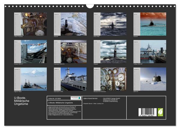 Produktbild: U-Boote. Milit&auml;rische Unget&uuml;me (Wandkalender 2026 DIN A3 quer), CALVENDO Monatskalender