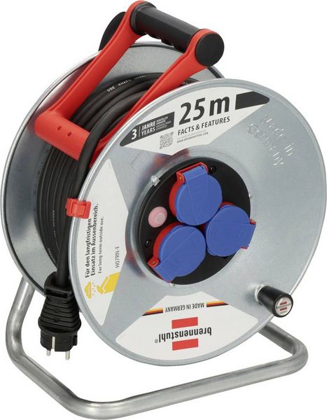 Brennenstuhl 1198350 Kabeltrommel 25m Schwarz Schutzkontakt-Gummi-Stecker