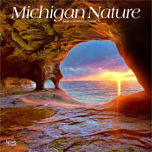 Produktbild: Michigan Nature 2026 12 X 24 Inch (Hanging) Monthly Square Wall Calendar Plastic-Free