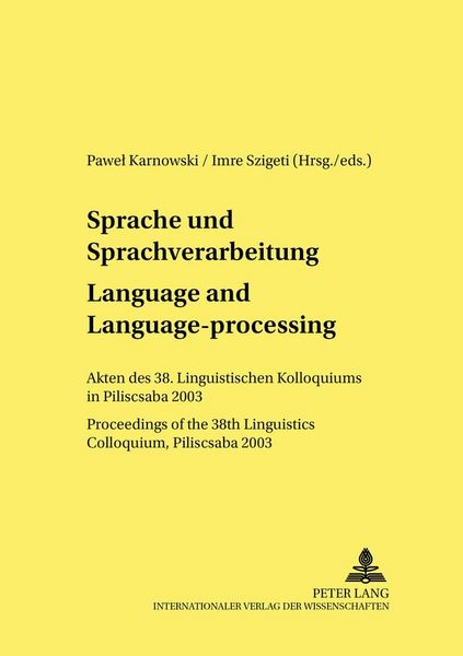 Produktbild: Sprache und Sprachverarbeitung / Language and Language-processing