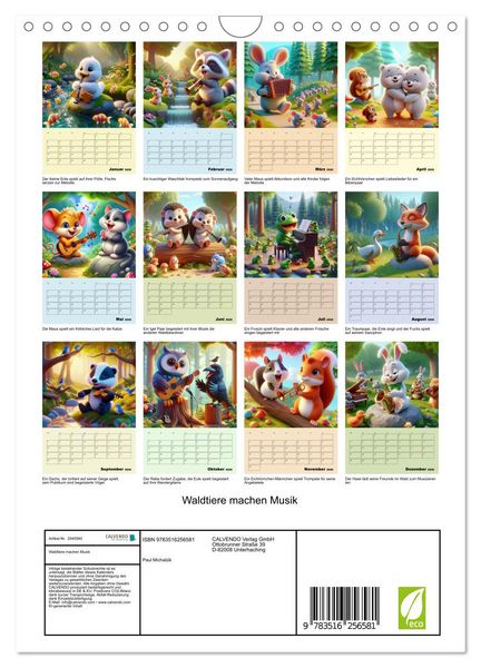 Produktbild: Waldtiere machen Musik (Wandkalender 2026 DIN A4 hoch), CALVENDO Monatskalender