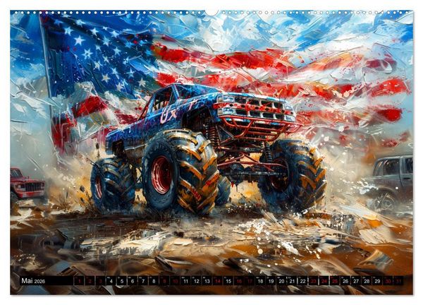 Produktbild: Wilde Monstertrucks (Wandkalender 2026 DIN A2 quer), CALVENDO Monatskalender
