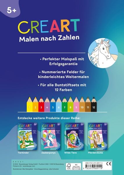 Produktbild: CreArt Malen nach Zahlen ab 5: Pferde