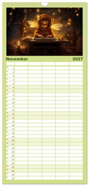 Produktbild: Familienplaner 2027 - Hallo! Ich bin die Honigbiene mit 5 Spalten (Wandkalender, 21 x 45 cm) CALVENDO