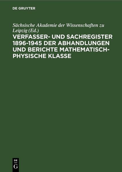 Produktbild: S&auml;chsische Akademie der Wissenschaften zu Leipzig