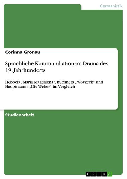 Produktbild: Sprachliche Kommunikation im Drama des 19. Jahrhunderts
