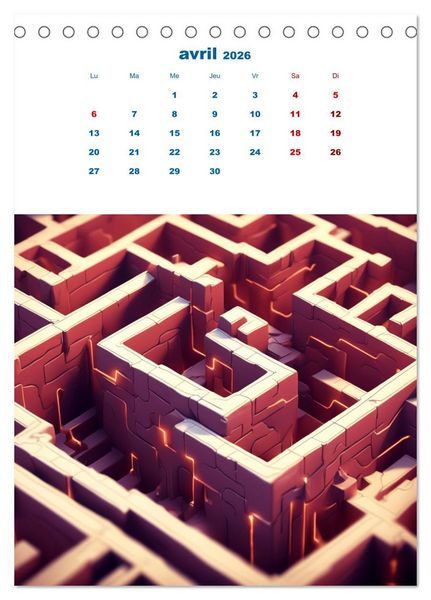 Produktbild: Les &eacute;nigmes du labyrinthe (Calendrier de bureau 2026 DIN A5 horizontal), CALVENDO calendrier mensuel