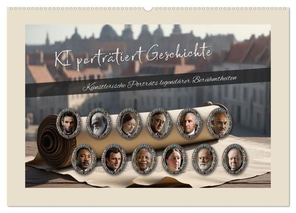 Produktbild: KI portr&auml;tiert Geschichte (Wandkalender 2026 DIN A2 quer), CALVENDO Monatskalender