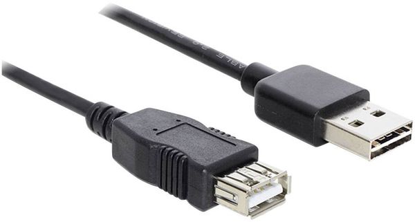 Delock USB-Kabel USB 2.0 USB-A Stecker, USB-A Buchse 3.00 m Schwarz beidseitig verwendbarer Stecker, vergoldete Steckkon