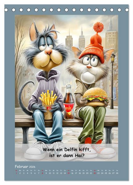Produktbild: Kratzige Kerle. Trockener Katzenhumor vom Feinsten (Tischkalender 2026 DIN A5 hoch), CALVENDO Monatskalender