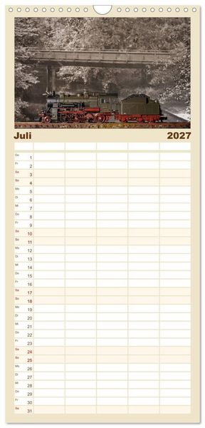 Produktbild: Familienplaner 2027 - Dampflokomotiven in Spur N mit 5 Spalten (Wandkalender, 21 x 45 cm) CALVENDO