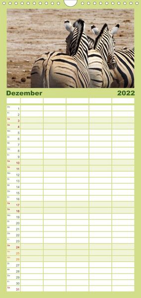 Produktbild: Familienplaner Zebras - Faszination der Wildnis (Wandkalender 2022 , 21 cm x 45 cm, hoch)