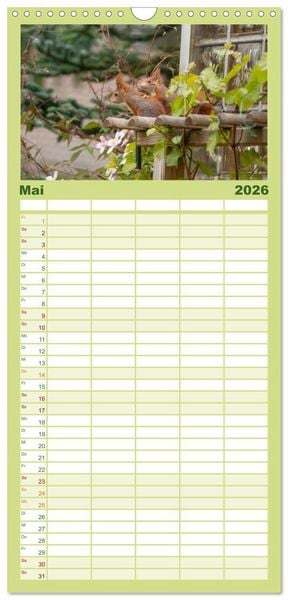 Produktbild: Familienplaner 2026 - Spa&szlig; mit Eichh&ouml;rnchen-Kindern mit 5 Spalten (Wandkalender, 21 x 45 cm) CALVENDO