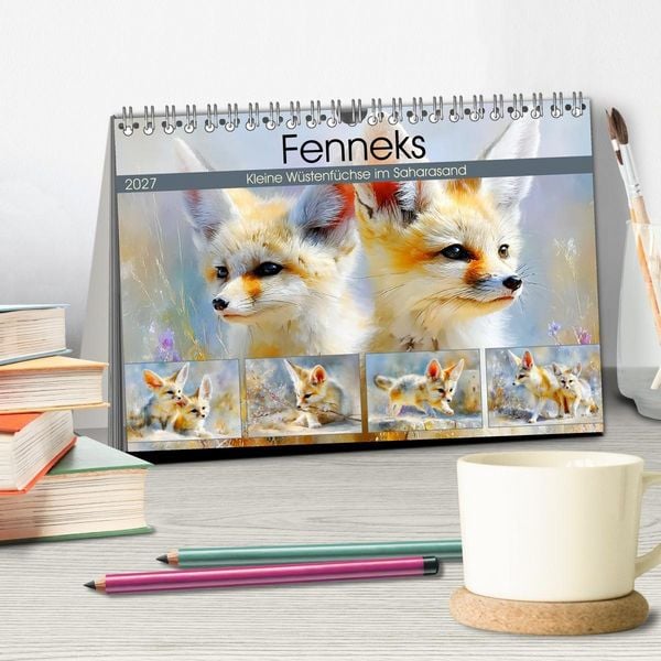 Produktbild: Fenneks. Kleine W&uuml;stenf&uuml;chse im Saharasand (Tischkalender 2027 DIN A5 quer), CALVENDO Monatskalender