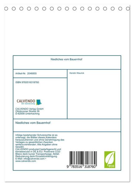 Produktbild: Niedliches vom Bauernhof (Tischkalender 2026 DIN A5 hoch), CALVENDO Monatskalender