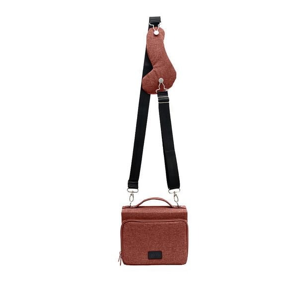 Produktbild: SartoriusSKIN Tasche VEGAN Gr. L in Lachs-Rot mit Tragegurt, Stifte-Etui und Buchst&uuml;tze