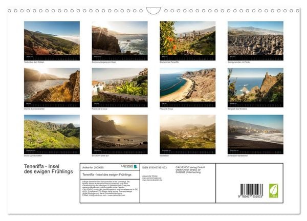 Produktbild: Teneriffa - Insel des ewigen Fr&uuml;hlings (Wandkalender 2026 DIN A3 quer), CALVENDO Monatskalender